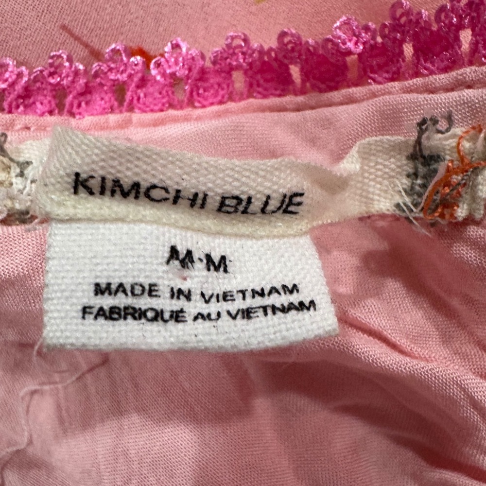 Urban Outfitters Kimchi Blue Pink Floral Asymmetrical Ruffle Midi Skirt Medium - Picture 4 of 6